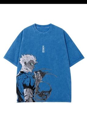 Hokuro HOLLOW EYES VINTAGE OVERSIZE Tee 100% Cotton Acid/Stonewash w/ Stickers